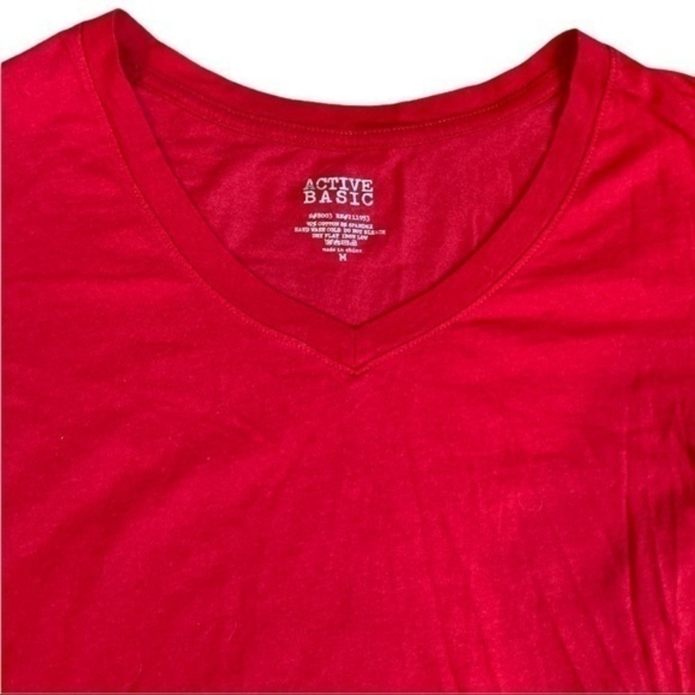 Active Basic Size Medium V-Neck Longsleeve Red,So… - image 2